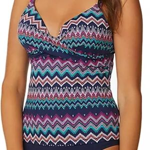NEW Lelani 6 Gemini Tank Swimsuit Top Tankini Blue